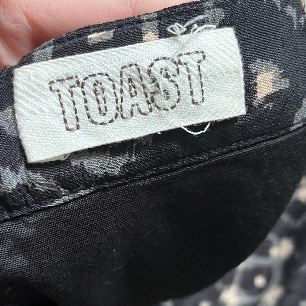TOAST Black Patterned A-Line Below Knee Skirt UK 12 - Picture 5 of 8